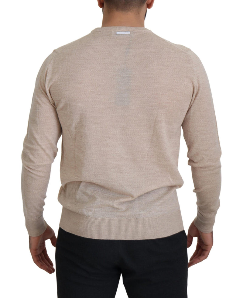 Elegante maglione di lana da equipaggio beige