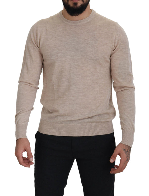 Eleganter beige Crewneck Wollpullover