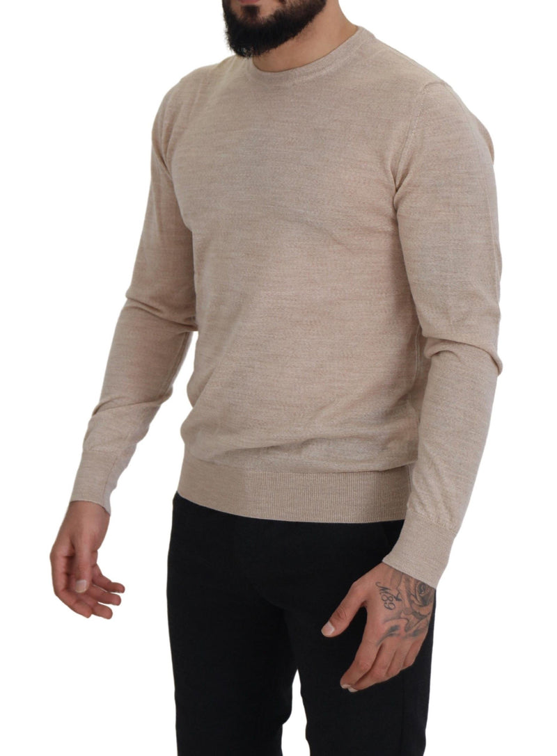 Elegante maglione di lana da equipaggio beige