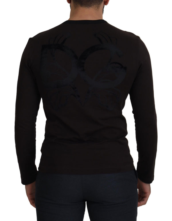 Eleganter brauner Crewneck -Baumwollpullover