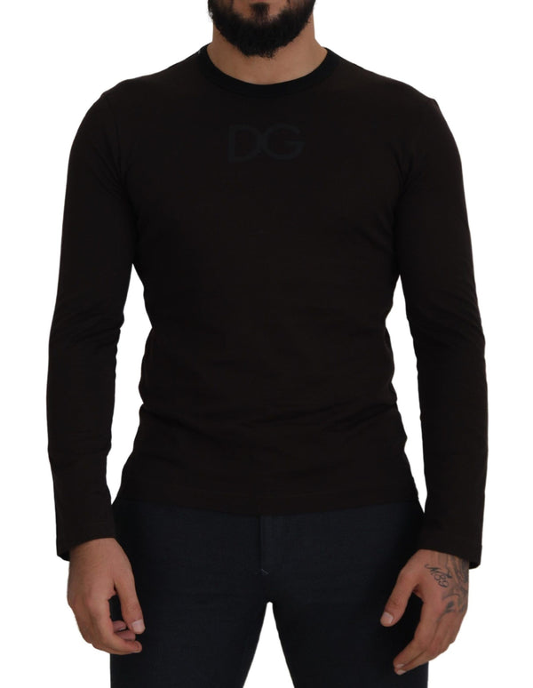 Eleganter brauner Crewneck -Baumwollpullover