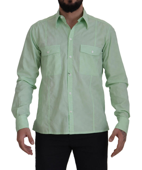 Mint Green Slim Fit Casual Button-Down