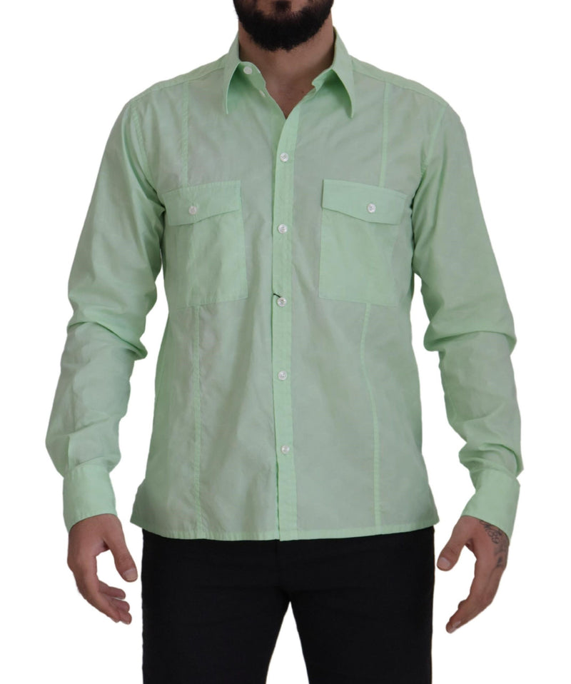 Mint Green Slim Fit Casual Button-Down