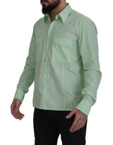 Mint Green Slim Fit Casual Button-Down