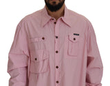 Elegante camicia di cotone casual rosa