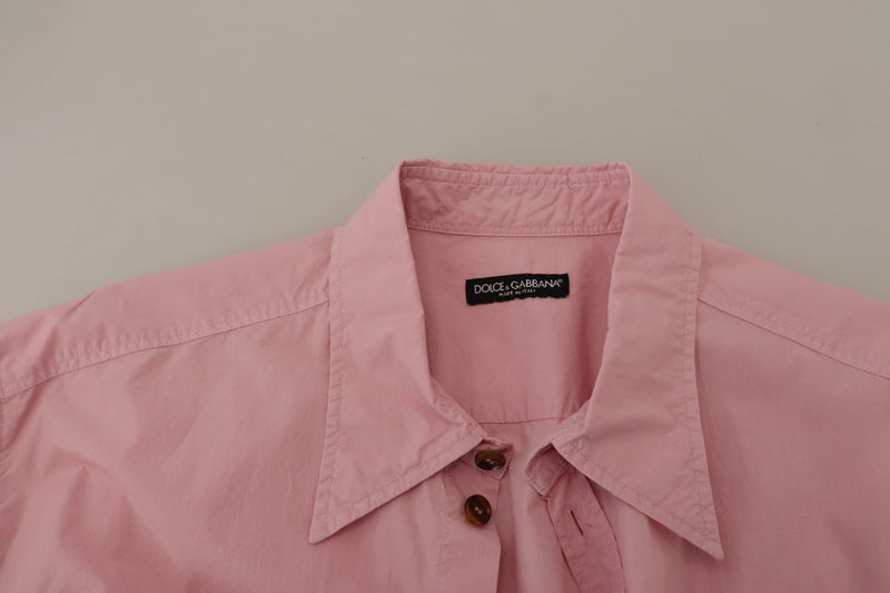 Elegante camicia di cotone casual rosa