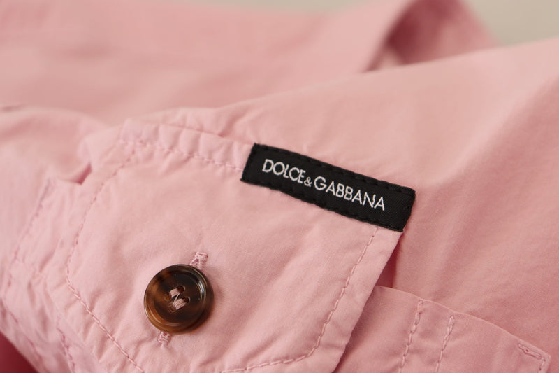 Elegante camicia di cotone casual rosa