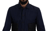 Chemise en coton bleu foncé svelte