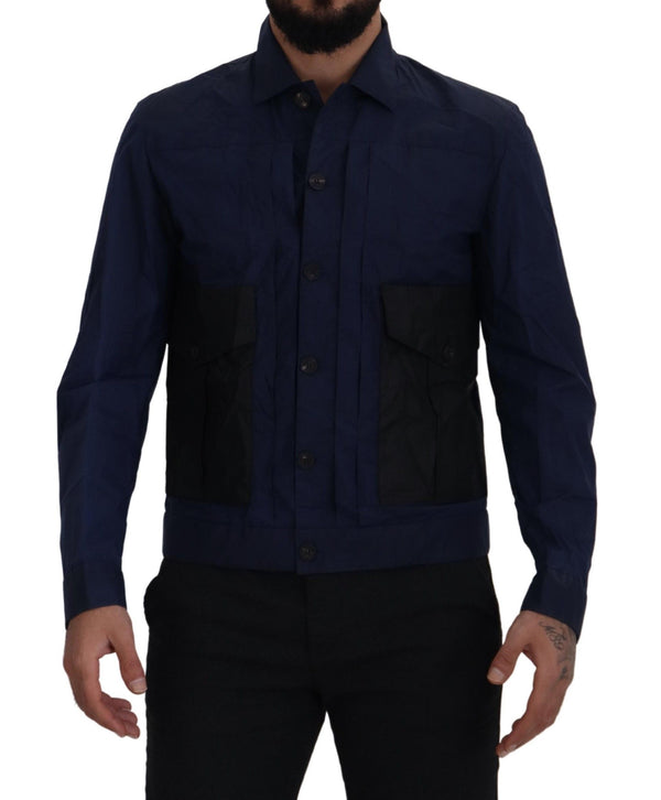 Chemise en coton bleu foncé svelte