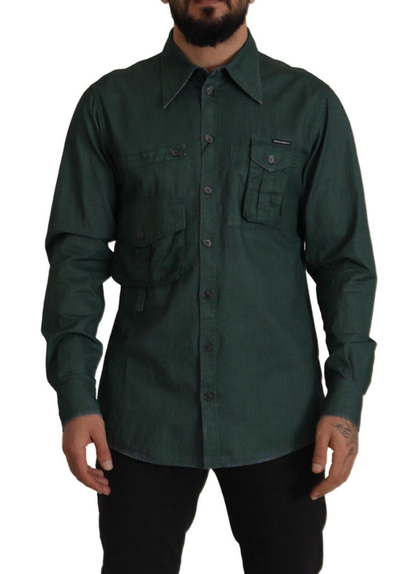 Emerald Elegance Slim Fit Casual Shirt