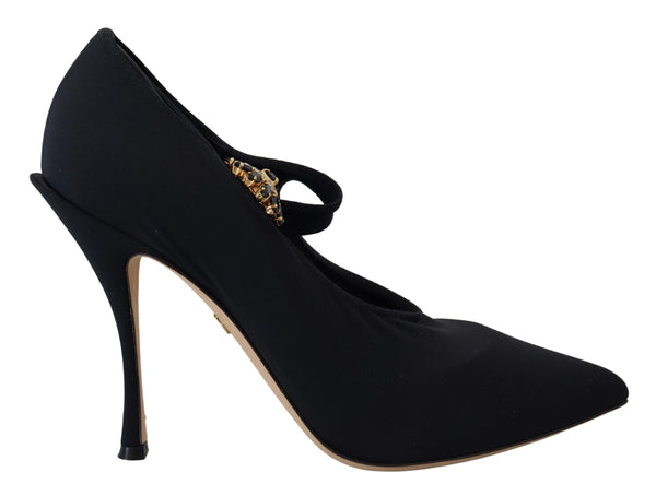 Chic Black Mary Jane Sock Pumps avec des cristaux