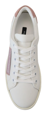 Baskets bas en cuir rose blanc blanc