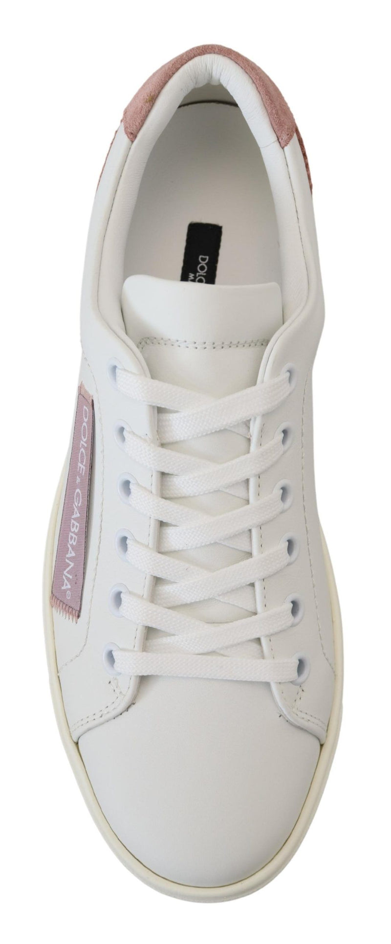 Chic White Pink Leder Low-Top-Turnschuhe