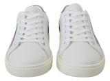 Baskets bas en cuir rose blanc blanc