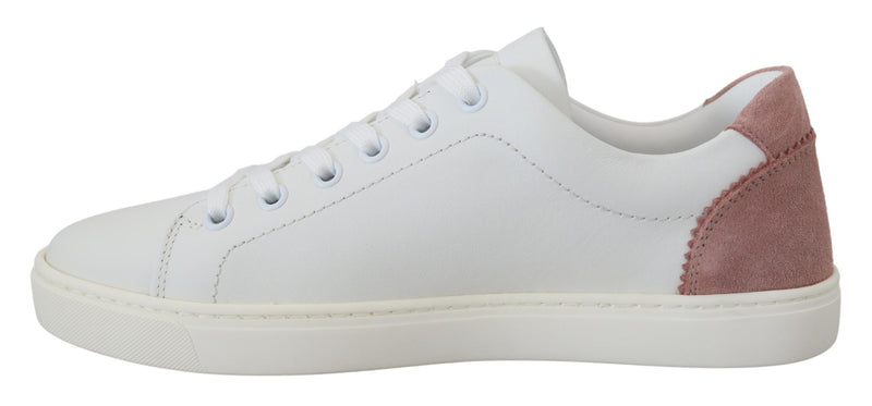 Baskets bas en cuir rose blanc blanc