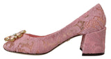 Pastel Pink Lace Crystal Embellished Pumps