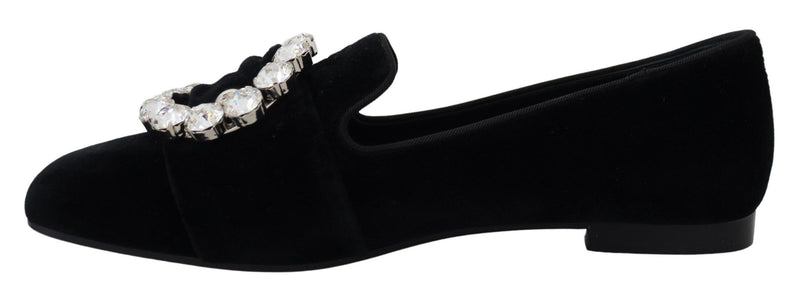 Chic Velvet Crystal-Embellished Loafers