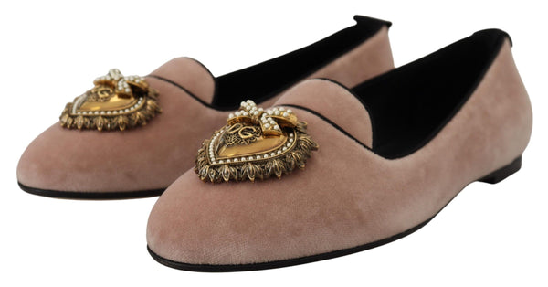 Mocassins de dévotion en velours rose élégant