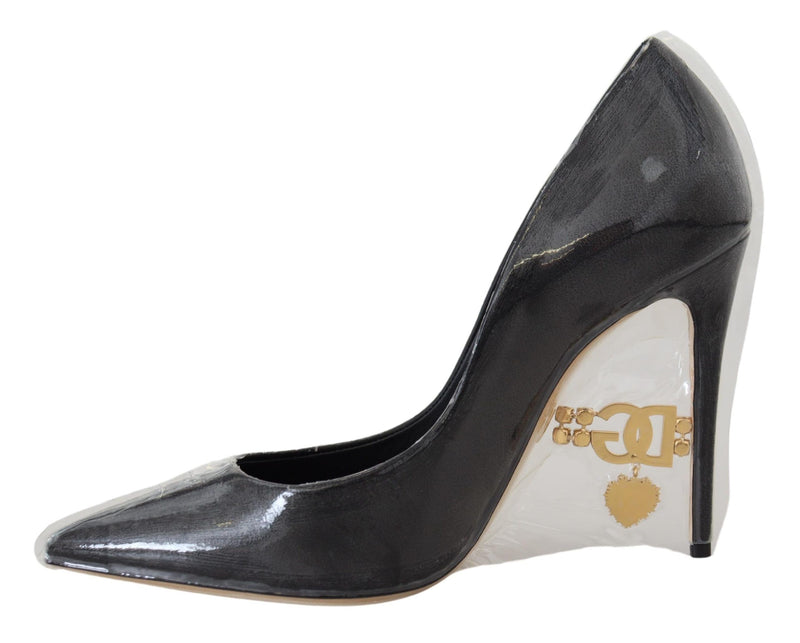 Elegant Black Gold Detail Talons Pumps