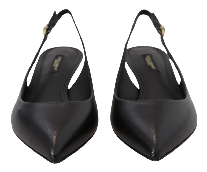 Eleganti pompe slingback in pelle nera