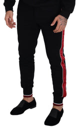 Élégant pantalon de survêtement noir de jogging avec des détails rouges