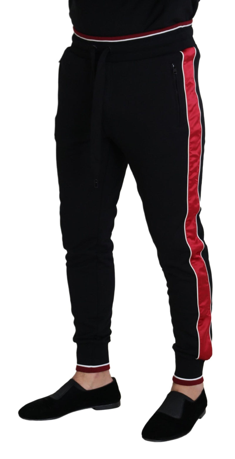 Élégant pantalon de survêtement noir de jogging avec des détails rouges