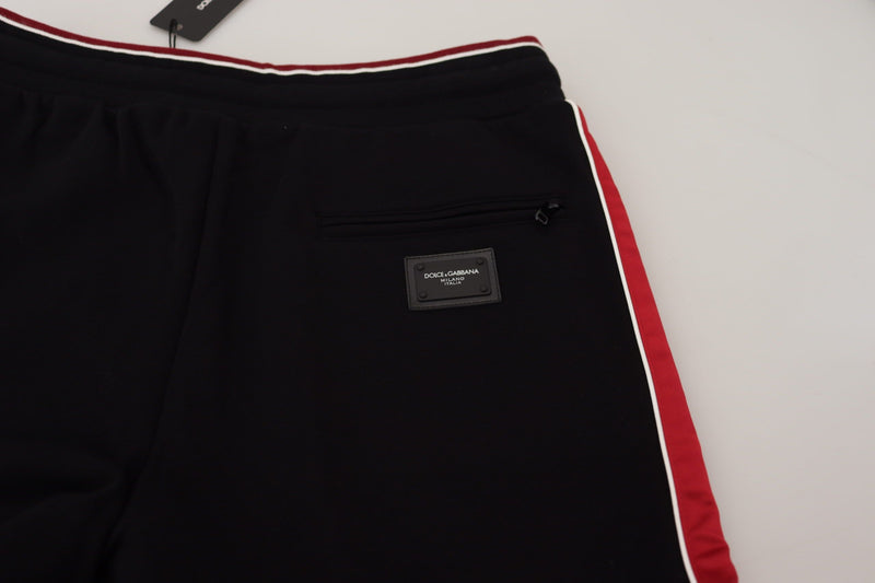 Élégant pantalon de survêtement noir de jogging avec des détails rouges