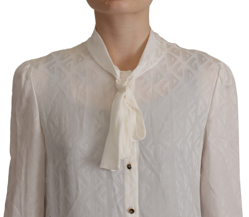 Elegant Silk Ascot Collar Blouse