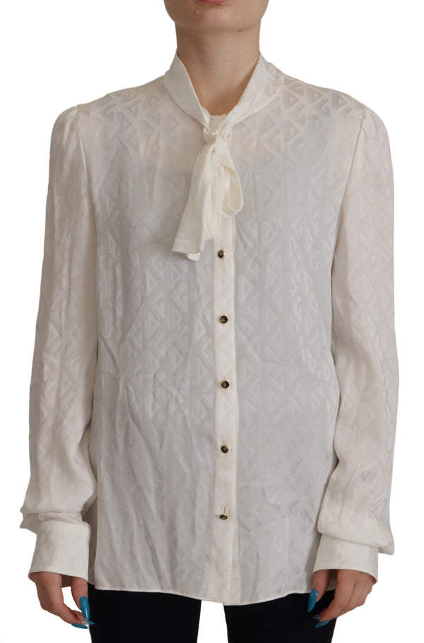 Blusa del colletto a ascot elegante di seta