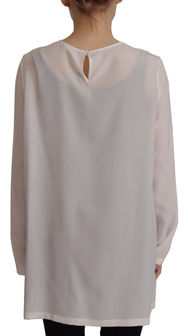 Elegant Silk Top with Logo Embroidery