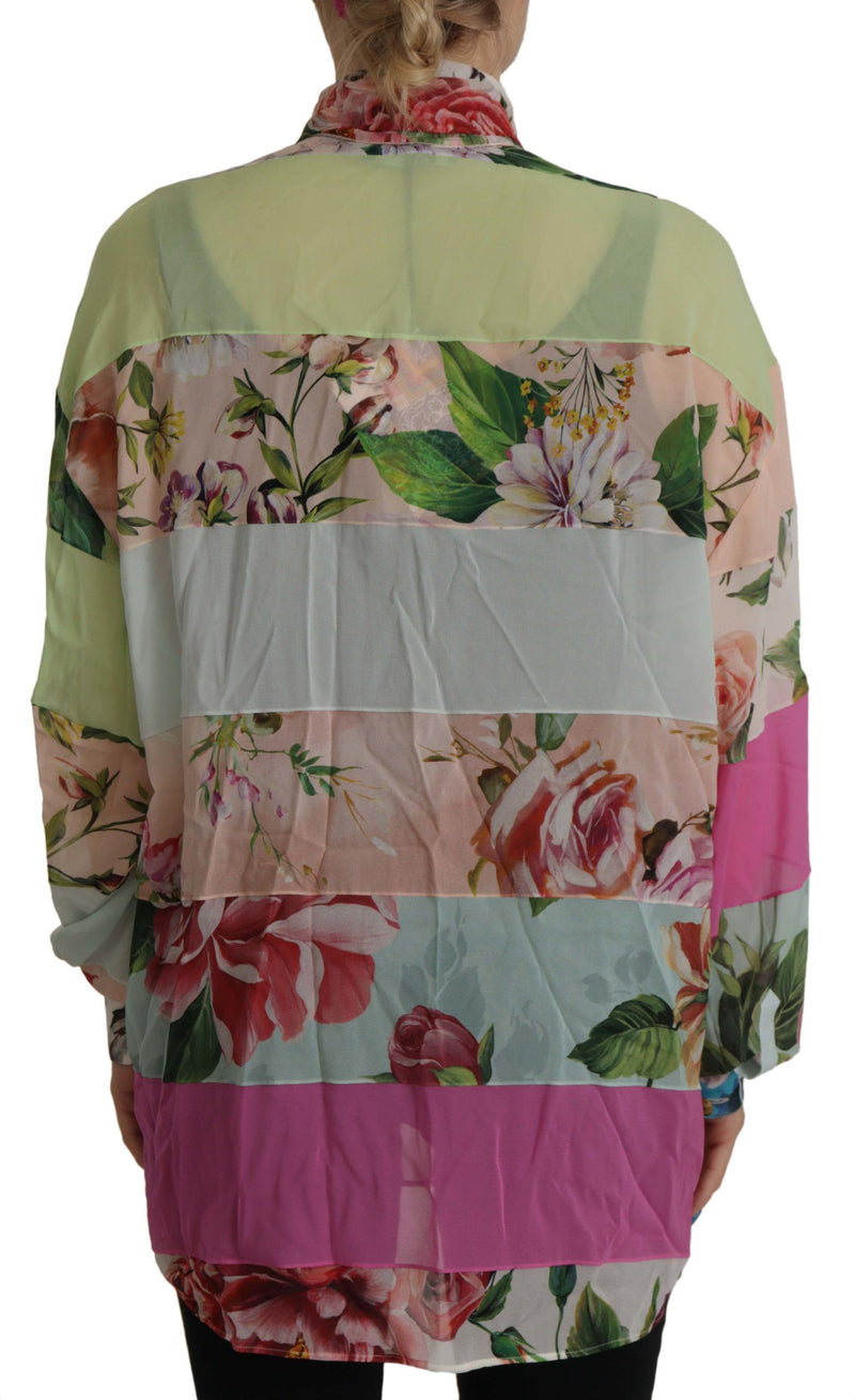 Κομψό Floral Patchwork Silk Blouse