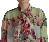 Κομψό Floral Patchwork Silk Blouse