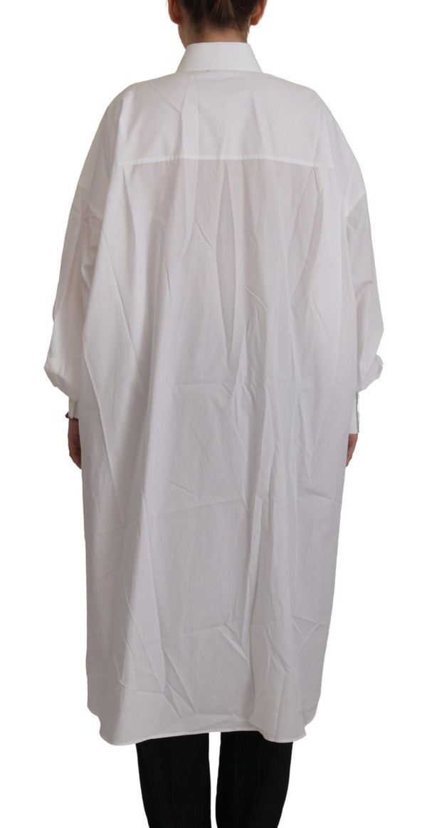 Elegante camisa abotonada de algodón blanco