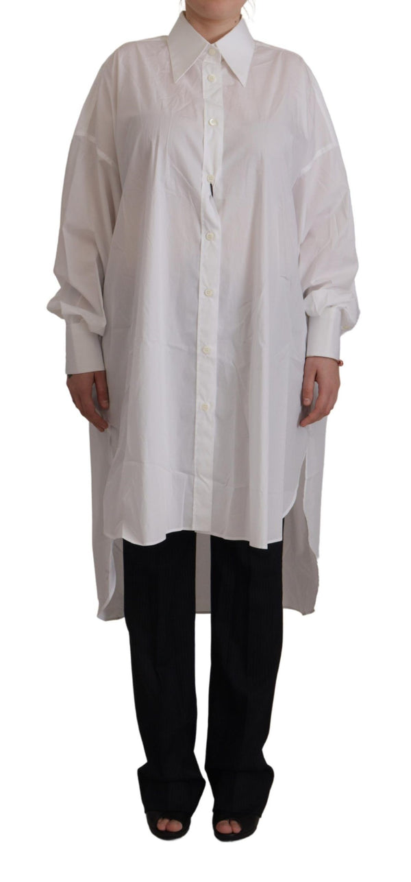 Elegante camisa abotonada de algodón blanco