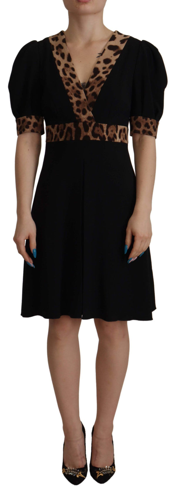 Robe A-Line Elegant Black en V-Neck