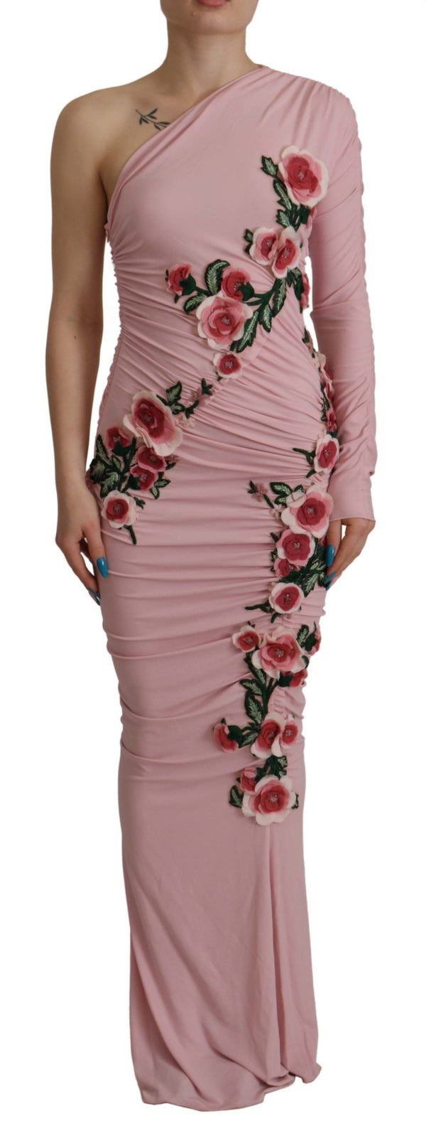 Robe corporelle élégante rose One épaule