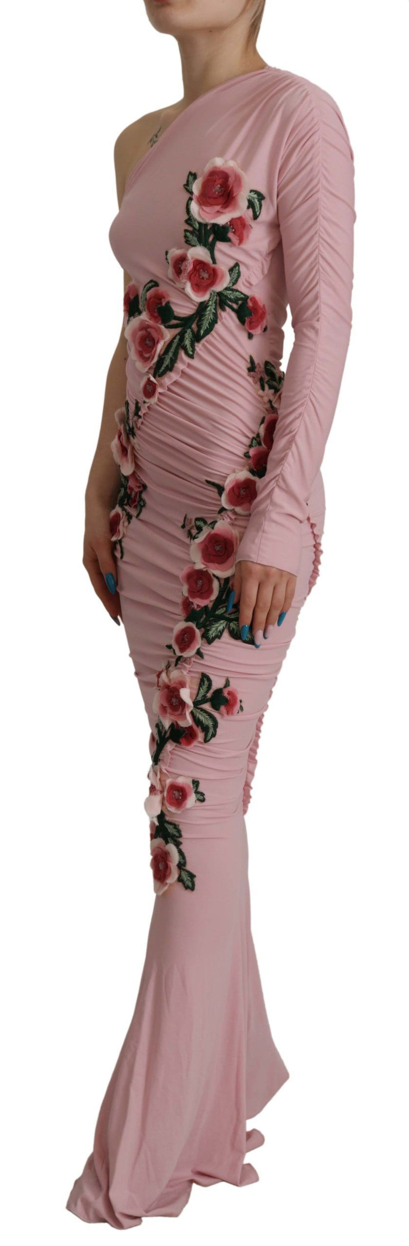 Vestido elegante de cuerpo rosa de un hombro