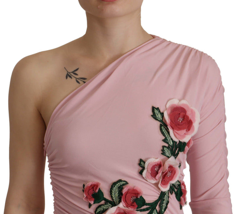 Vestido elegante de cuerpo rosa de un hombro