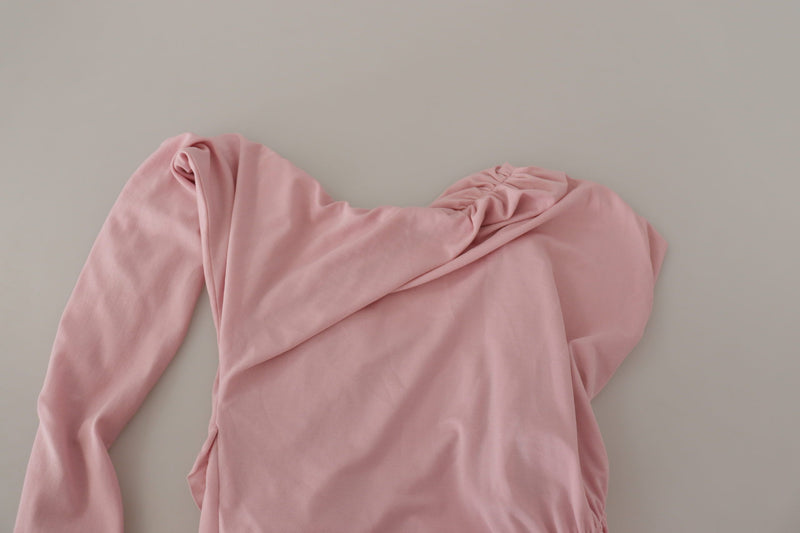 Elegante vestito da corpo a una spalla rosa a una spalla