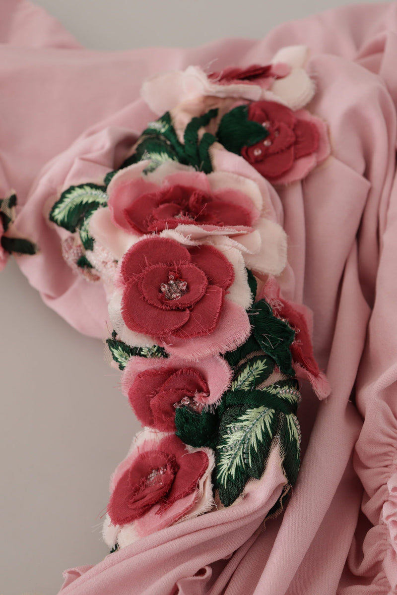 Elegante vestito da corpo a una spalla rosa a una spalla