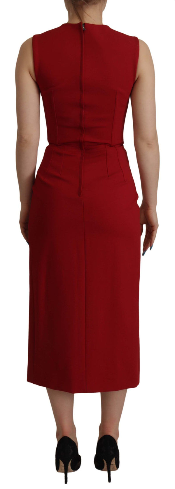 Elegantes rotes Bodycon Midi -Kleid