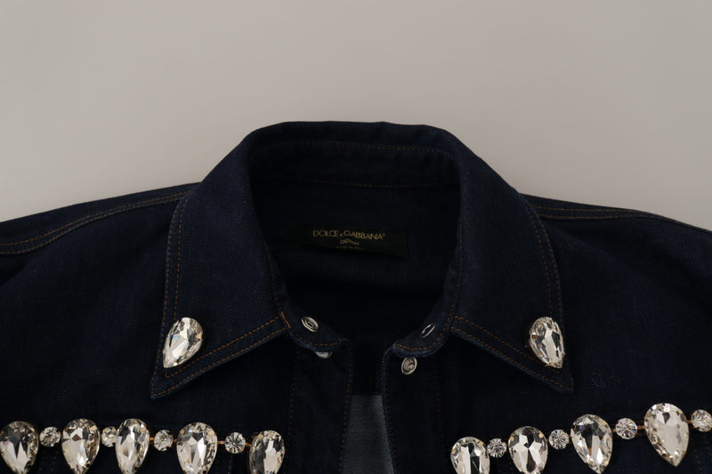 Elegant Crystal Ombellised Denim Veste