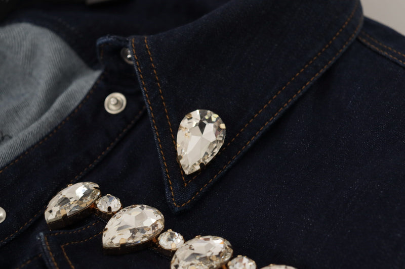 Elegante giacca di jeans con cristallo