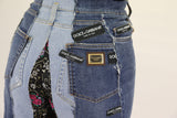 Jeans a taglio multicolore ad alto livello