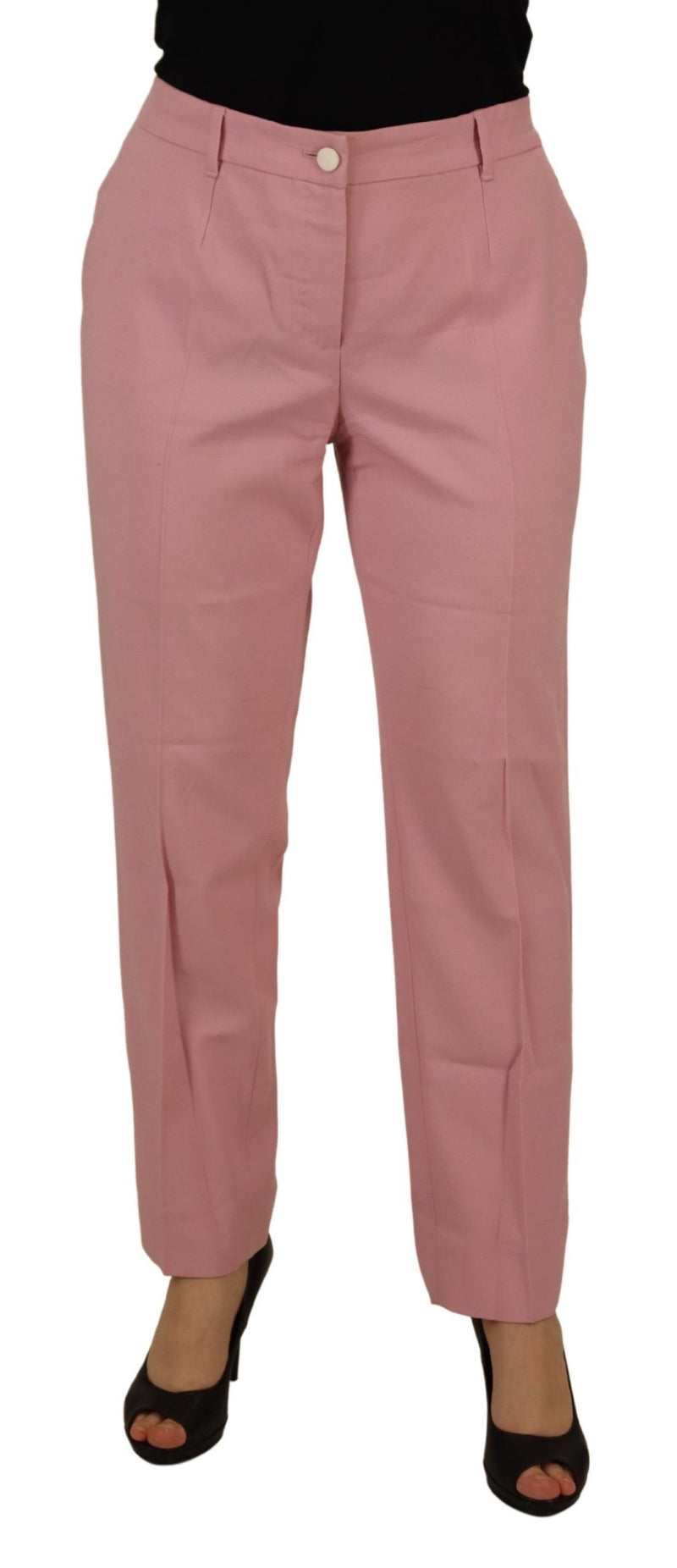 Pantalon rose en laine vierge en laine vierge chic