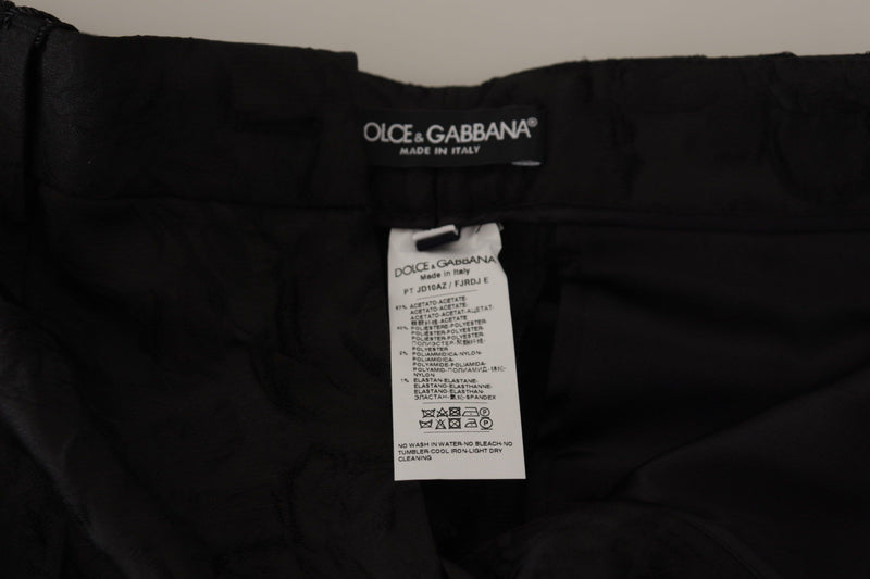 Pantalon recadré en brocart noir élégant