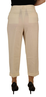 Elegant Ivory High-Waist Wool Pants