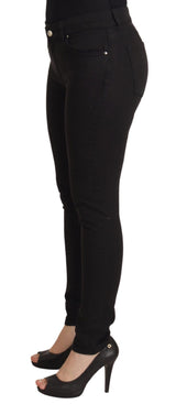 Sleek Black Cotton Stretch Skinny Jeans