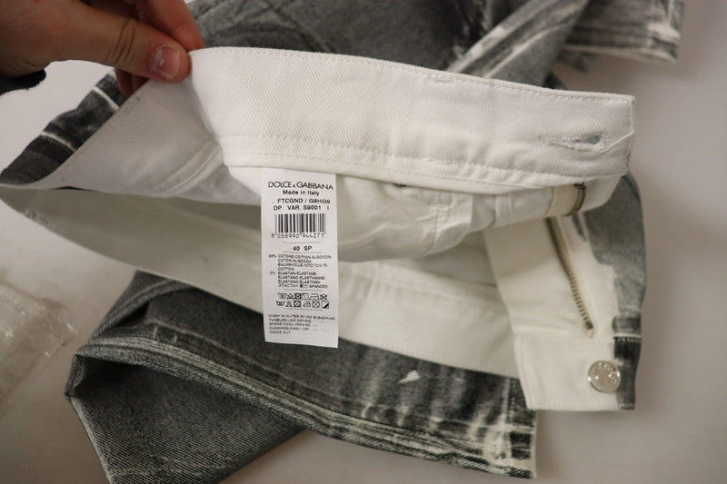 Élégance de denim gris haute taille