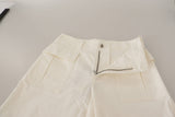 Elegant White High-Waist Tapered Trousers